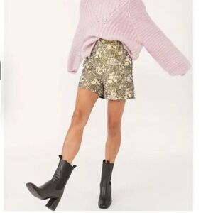 Free People NWT Shine Like a Shorty Jacquard Shorts in Gold Combo XS